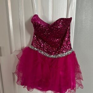Pink Sequin Strapless Dress